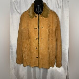 UGG Tan Suede Jacket with Brown Collar